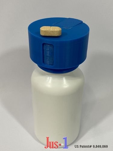 Jus-1;Single Pill Dispenser;Dispense One (12) Jus-1;Single Pill Dispenser;Dispense One;medicine dispenser; drug dispenser; pill dispenser;arthritis hands; diabetes; diabetic fingers; diabetic finger tips;
